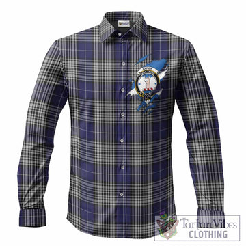 Napier Clan Crest In Me Tartan Long Sleeve Button Shirts Scotland Flag Style