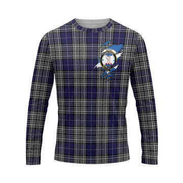 Napier Clan Crest In Me Tartan Long Sleeve T-Shirt Scotland Flag Style