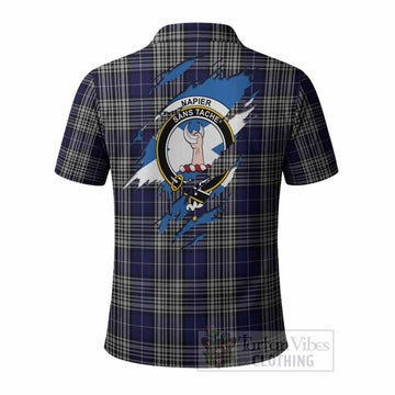 Napier Clan Crest In Me Tartan Polo Shirt Scotland Flag Style