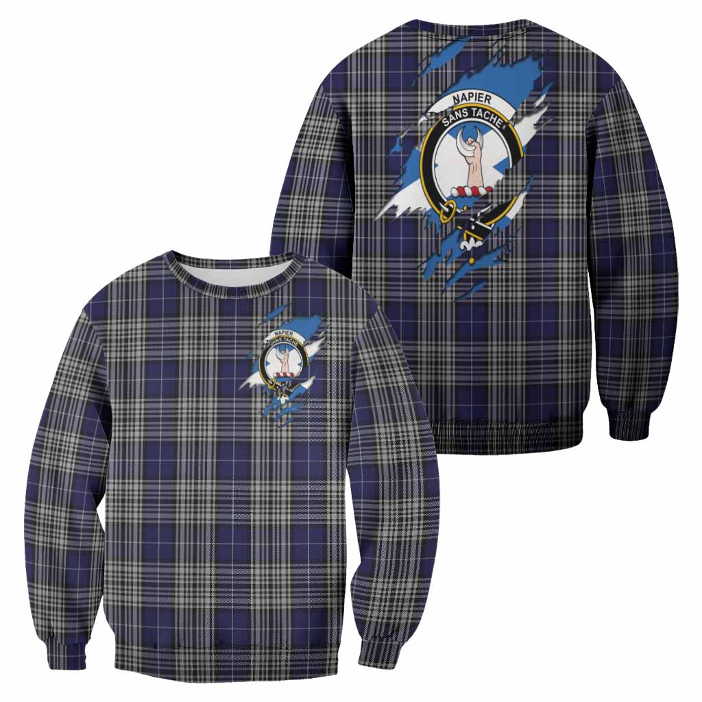 Napier Clan Crest In Me Tartan Sweatshirt Scotland Flag Style