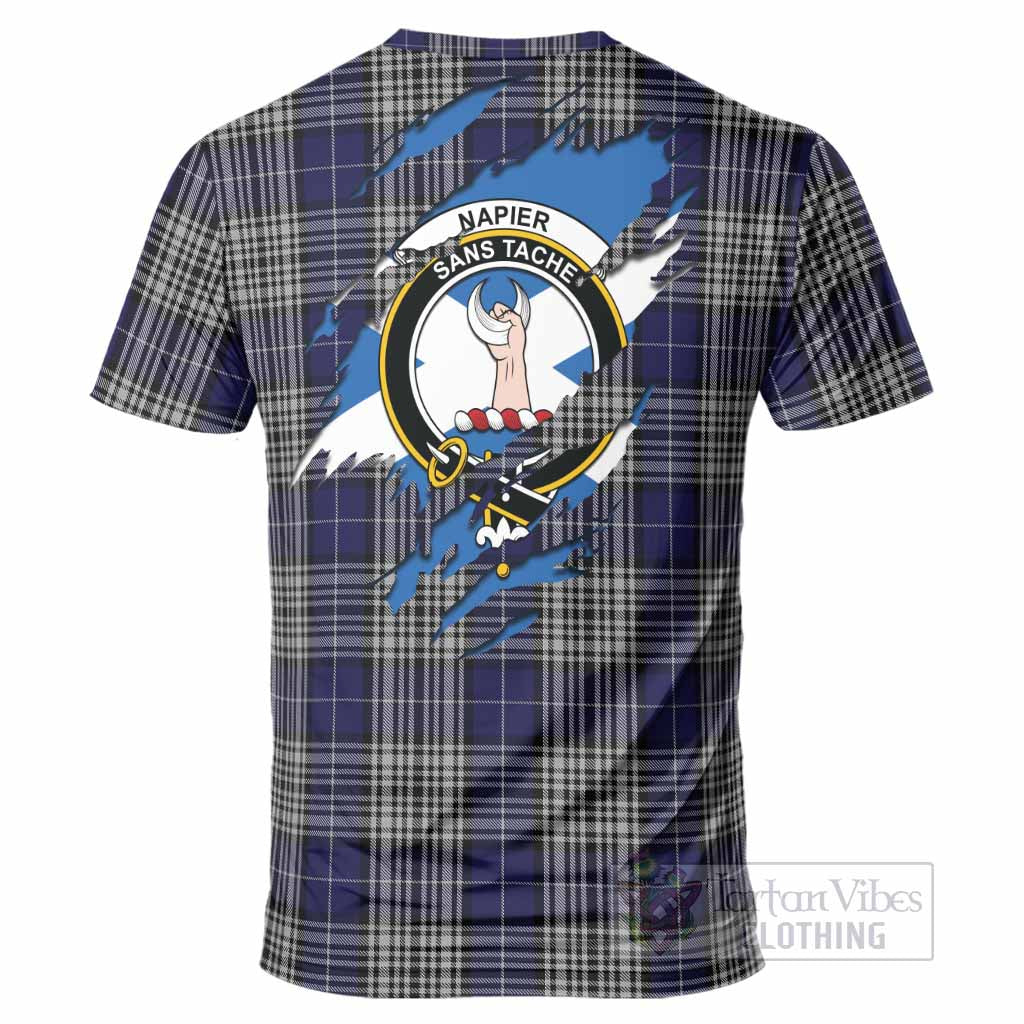 Napier Clan Crest In Me Tartan T-Shirt Scotland Flag Style