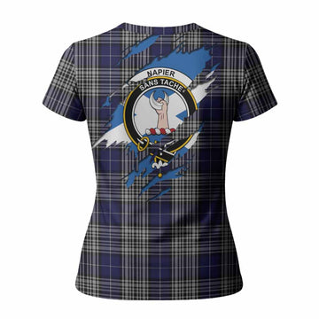 Napier Clan Crest In Me Tartan Women T shirt Scotland Flag Style
