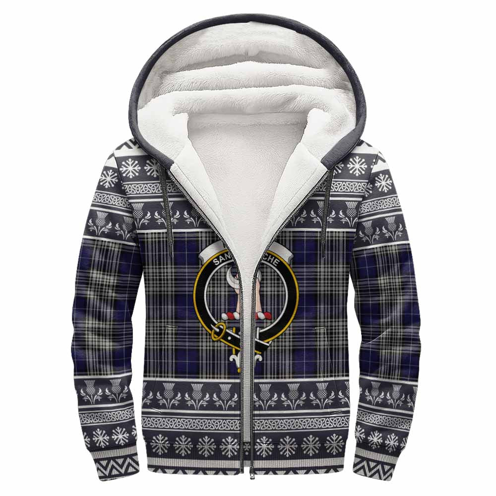Napier Clan Tartan Christmas Fleece Hoodie with Family Crest - Tartan Vibes Clothing