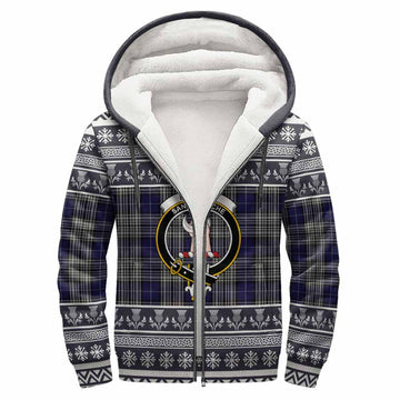 Napier Clan Tartan Christmas Fleece Hoodie with Family Crest