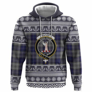 Napier Clan Tartan Christmas Hoodie with Family Crest
