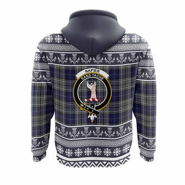Napier Clan Tartan Christmas Hoodie with Family Crest