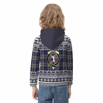 Napier Clan Tartan Christmas Kid Hoodie with Family Crest