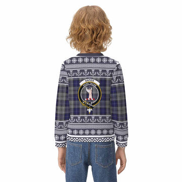 Napier Clan Tartan Christmas Kid Ugly Sweatshirt with Family Crest