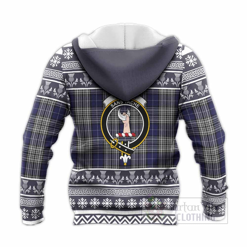 Napier Clan Tartan Christmas Knitted Hoodie with Family Crest - Tartan Vibes Clothing