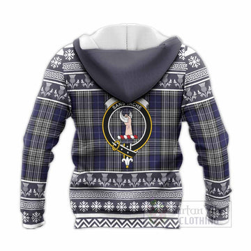 Napier Clan Tartan Christmas Knitted Hoodie with Family Crest