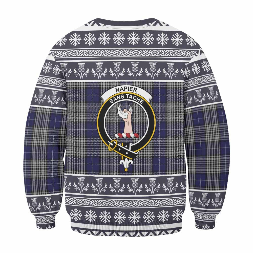 Napier Clan Tartan Christmas Sweatshirt with Family Crest - Tartan Vibes Clothing