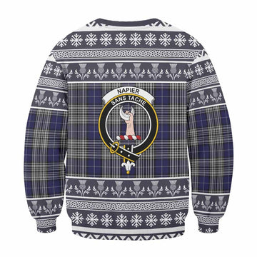 Napier Clan Tartan Christmas Sweatshirt with Family Crest