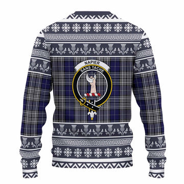 Napier Clan Tartan Christmas Ugly Sweater with Family Crest