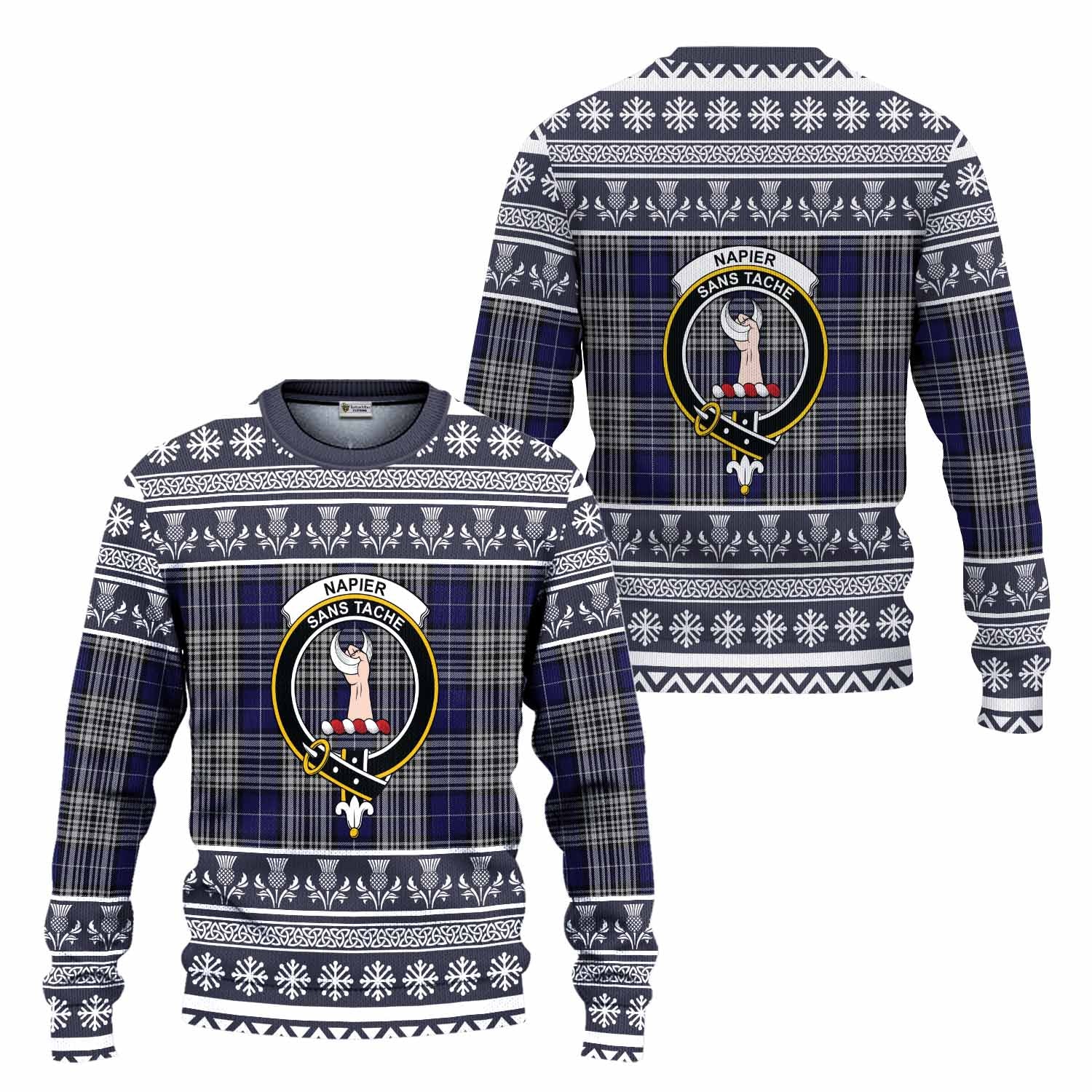 Napier Clan Tartan Christmas Ugly Sweater with Family Crest - Tartan Vibes Clothing