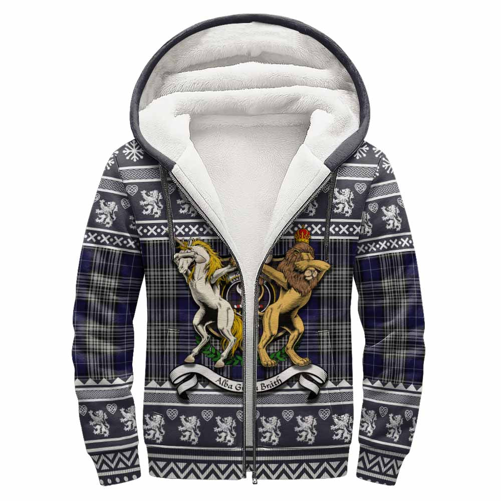 Napier Clan Tartan Crest Christmas Fleece Hoodie Coat of Arms Funny Style - Tartan Vibes Clothing