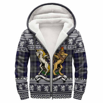 Napier Clan Tartan Crest Christmas Fleece Hoodie Coat of Arms Funny Style