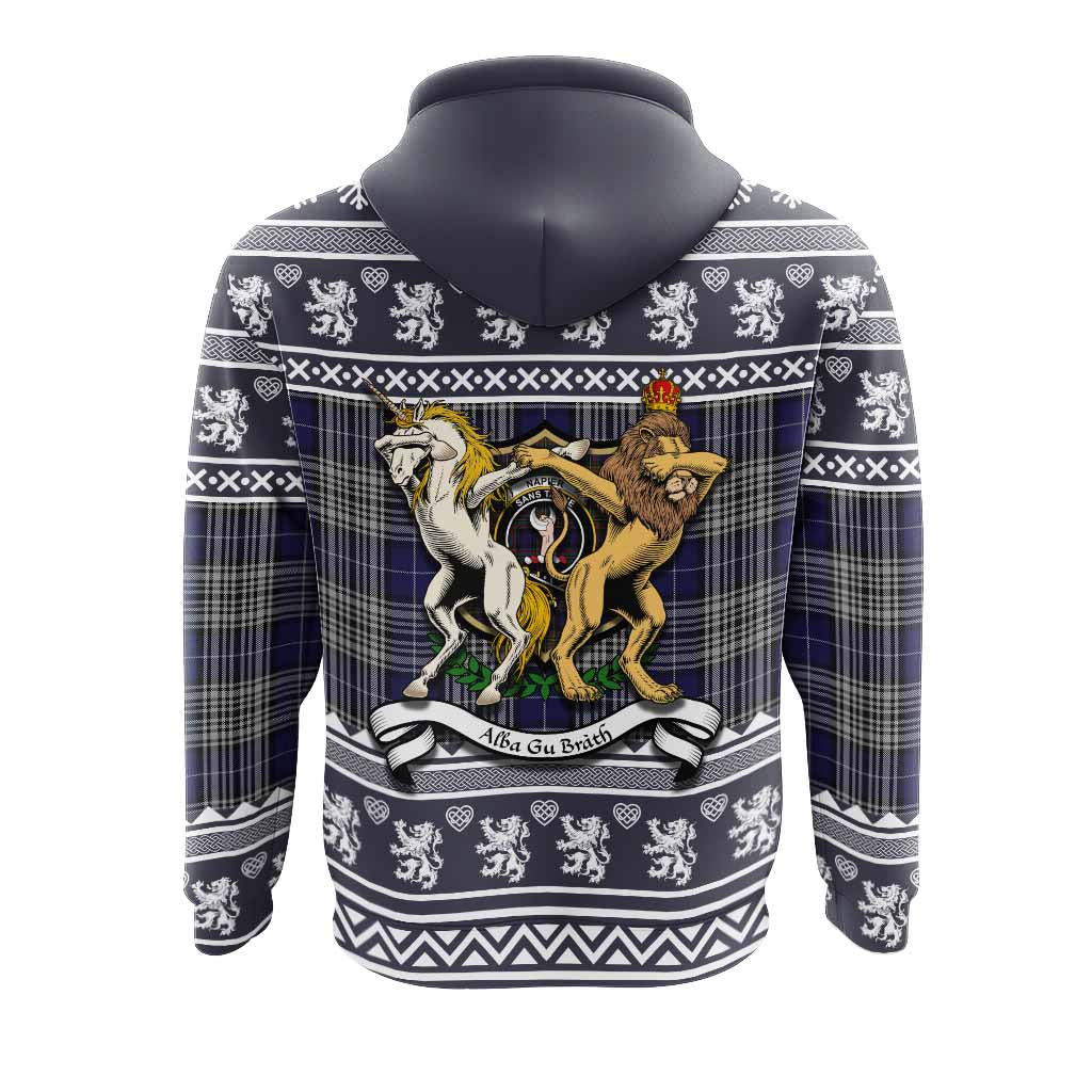 Napier Clan Tartan Crest Christmas Hoodie Coat of Arms Funny Style - Tartan Vibes Clothing