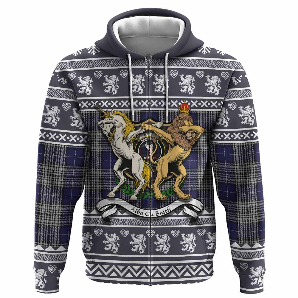 Napier Clan Tartan Crest Christmas Hoodie Coat of Arms Funny Style - Tartan Vibes Clothing