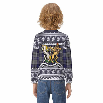 Napier Clan Tartan Crest Christmas Kid Ugly Sweatshirt Coat of Arms Funny Style