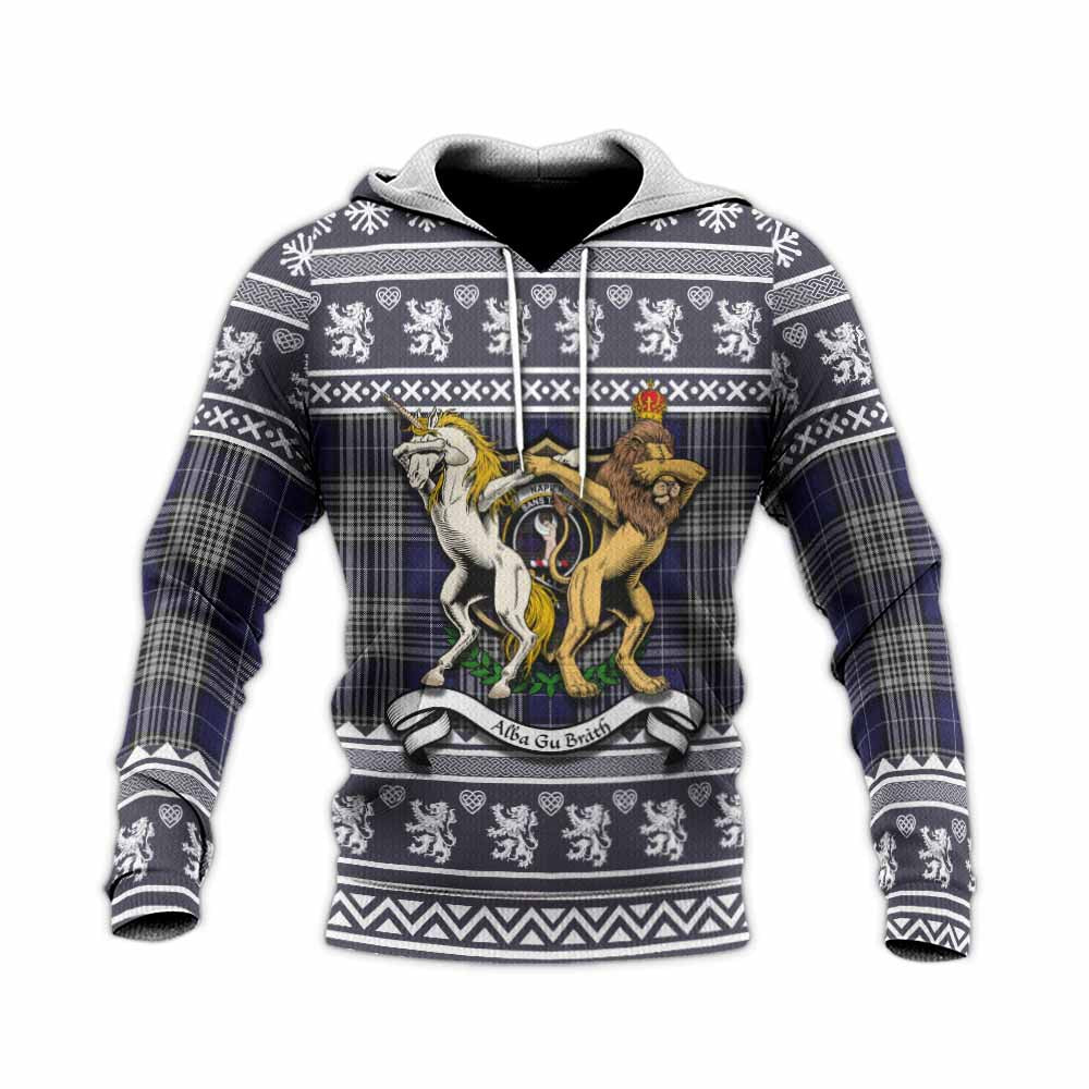 Napier Clan Tartan Crest Christmas Knitted Hoodie Coat of Arms Funny Style - Tartan Vibes Clothing