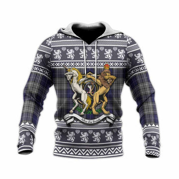 Napier Clan Tartan Crest Christmas Knitted Hoodie Coat of Arms Funny Style