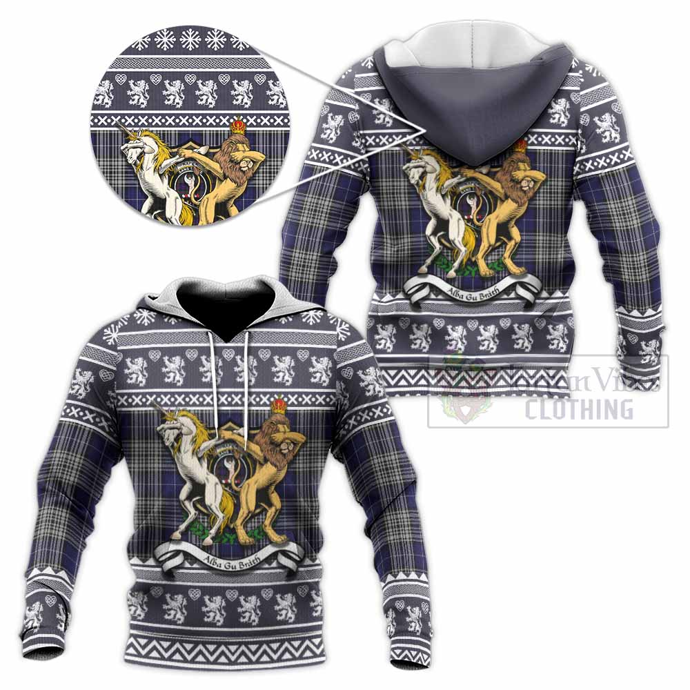 Napier Clan Tartan Crest Christmas Knitted Hoodie Coat of Arms Funny Style - Tartan Vibes Clothing