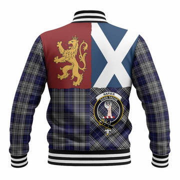 Napier Crest Tartan Baseball Jacket with Lion Rampant Saltire Style