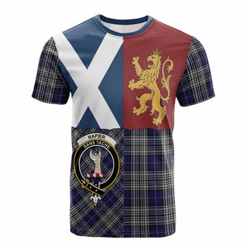 Napier Crest Tartan Cotton T-shirt with Lion Rampant Saltire Style