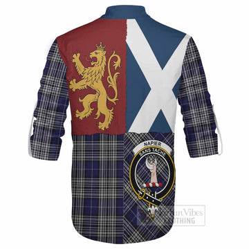 Napier Crest Tartan Ghillie Shirt with Lion Rampant Saltire Style