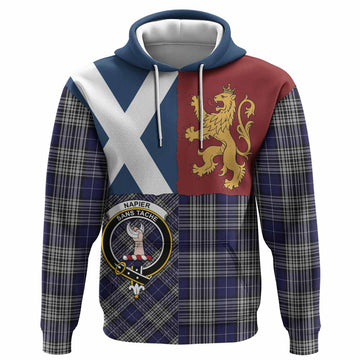 Napier Crest Tartan Hoodie with Lion Rampant Saltire Style
