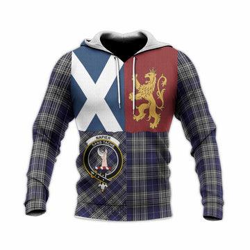 Napier Crest Tartan Knitted Hoodie with Lion Rampant Saltire Style