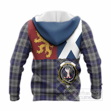 Napier Crest Tartan Knitted Hoodie with Lion Rampant Saltire Style