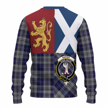 Napier Crest Tartan Knitted Sweater with Lion Rampant Saltire Style