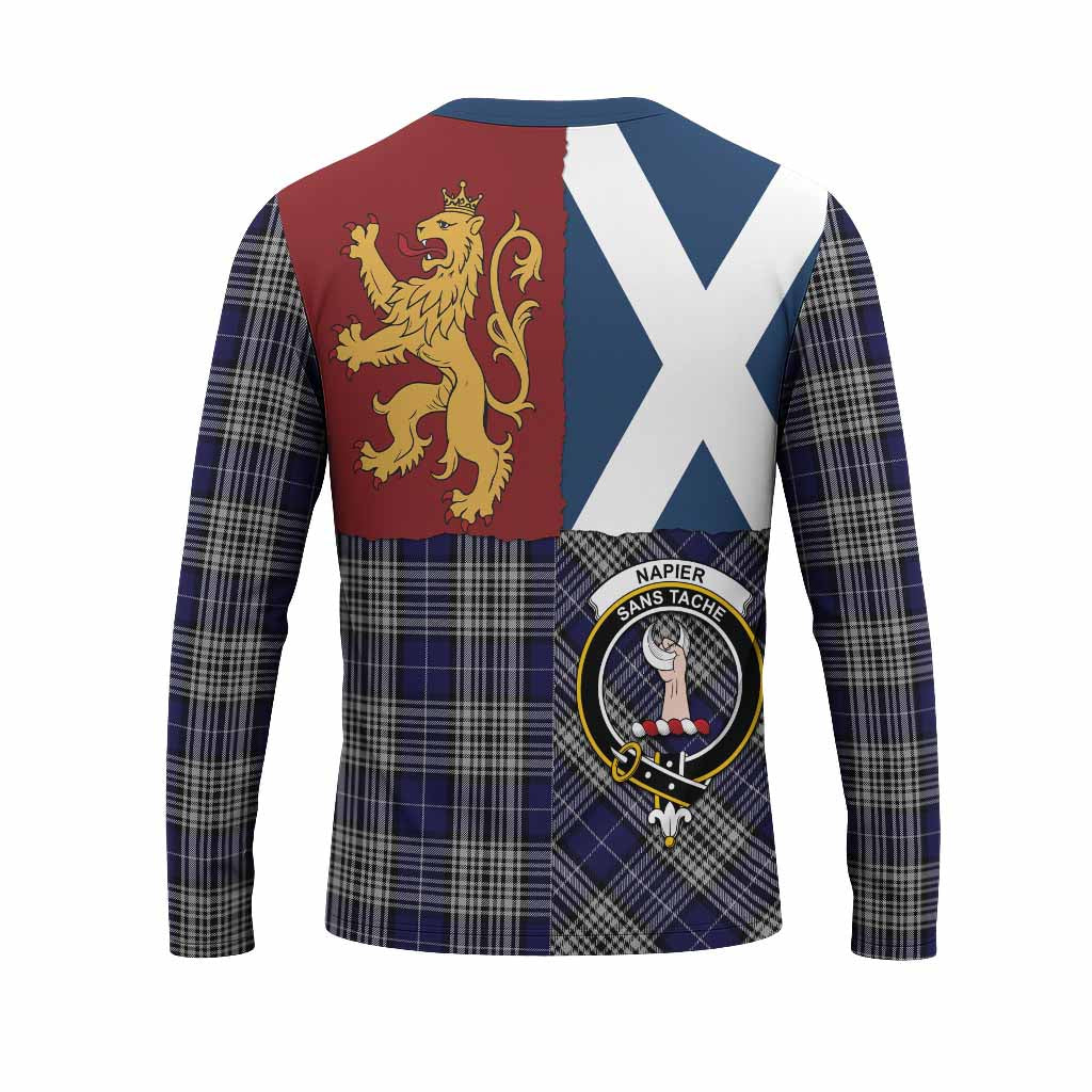 Napier Crest Tartan Long Sleeve T-Shirt with Lion Rampant Saltire Style