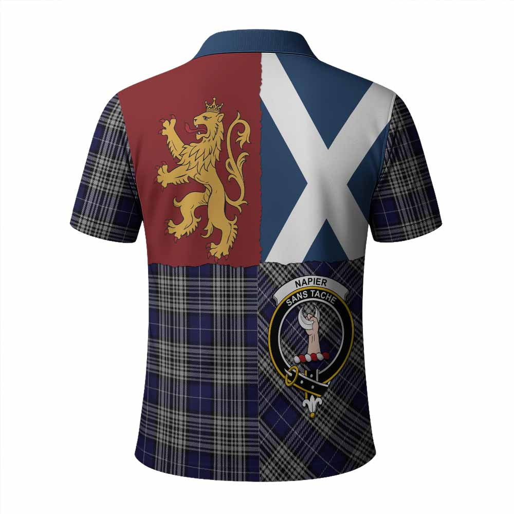 Napier Crest Tartan Polo Shirt with Lion Rampant Saltire Style