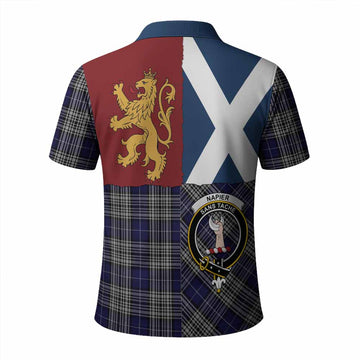 Napier Crest Tartan Polo Shirt with Lion Rampant Saltire Style