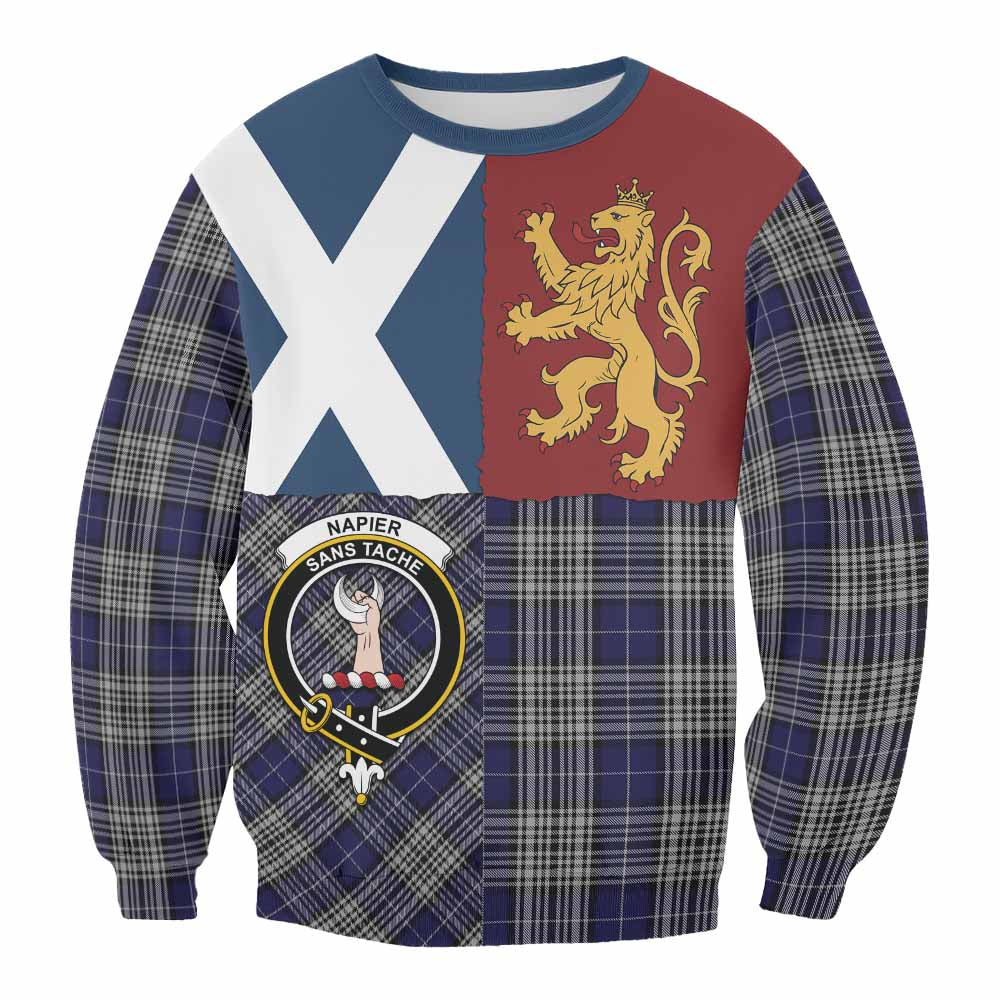 Napier Crest Tartan Sweatshirt with Lion Rampant Saltire Style