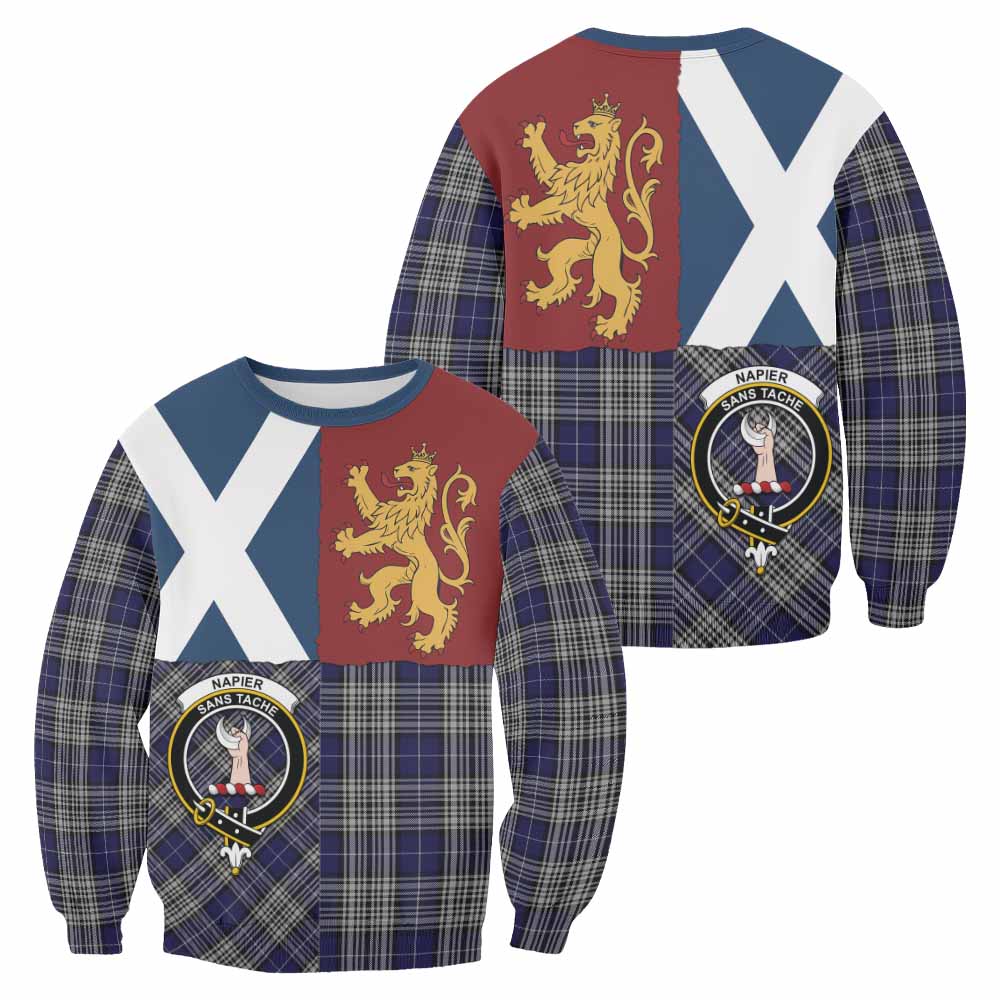 Napier Crest Tartan Sweatshirt with Lion Rampant Saltire Style