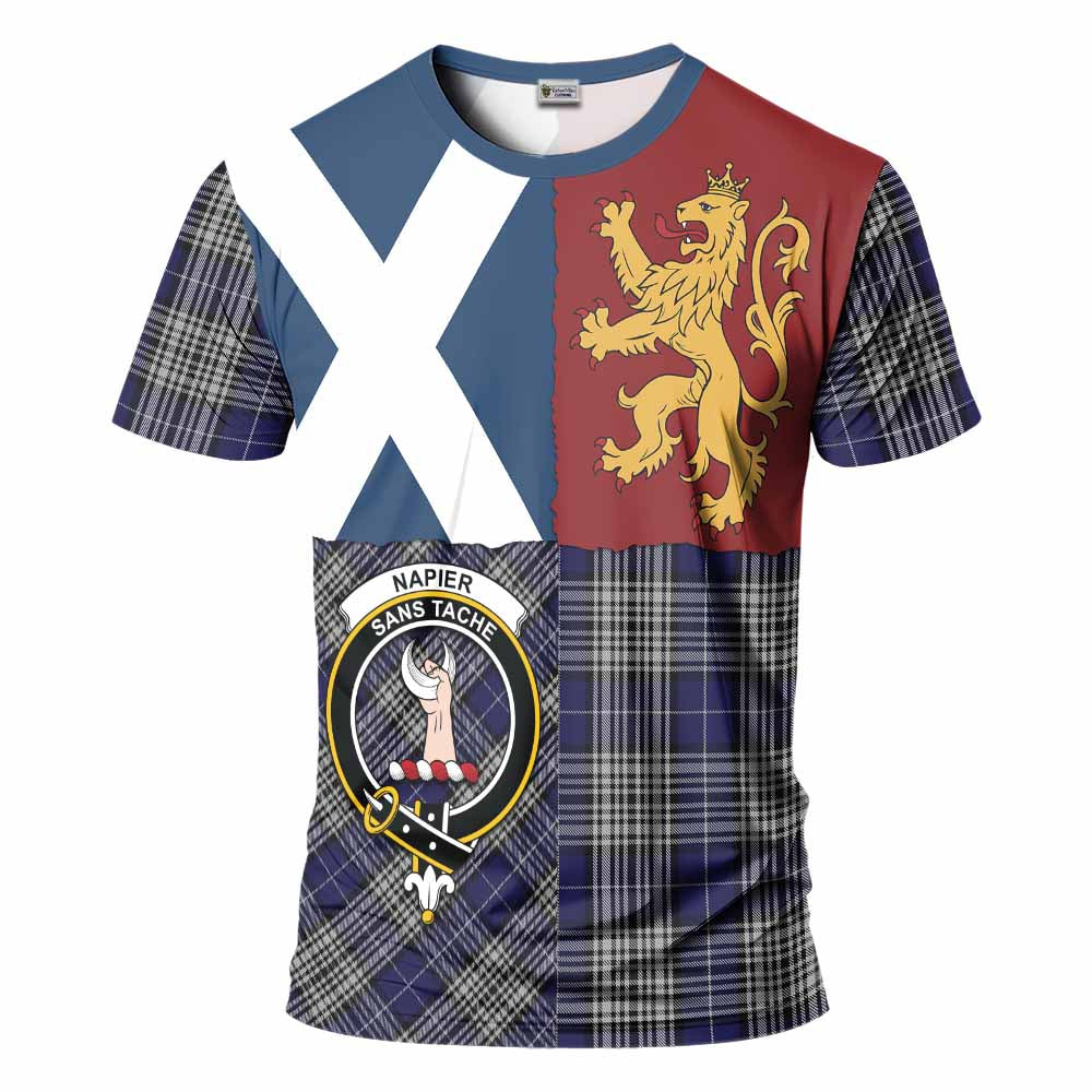 Napier Crest Tartan T-Shirt with Lion Rampant Saltire Style