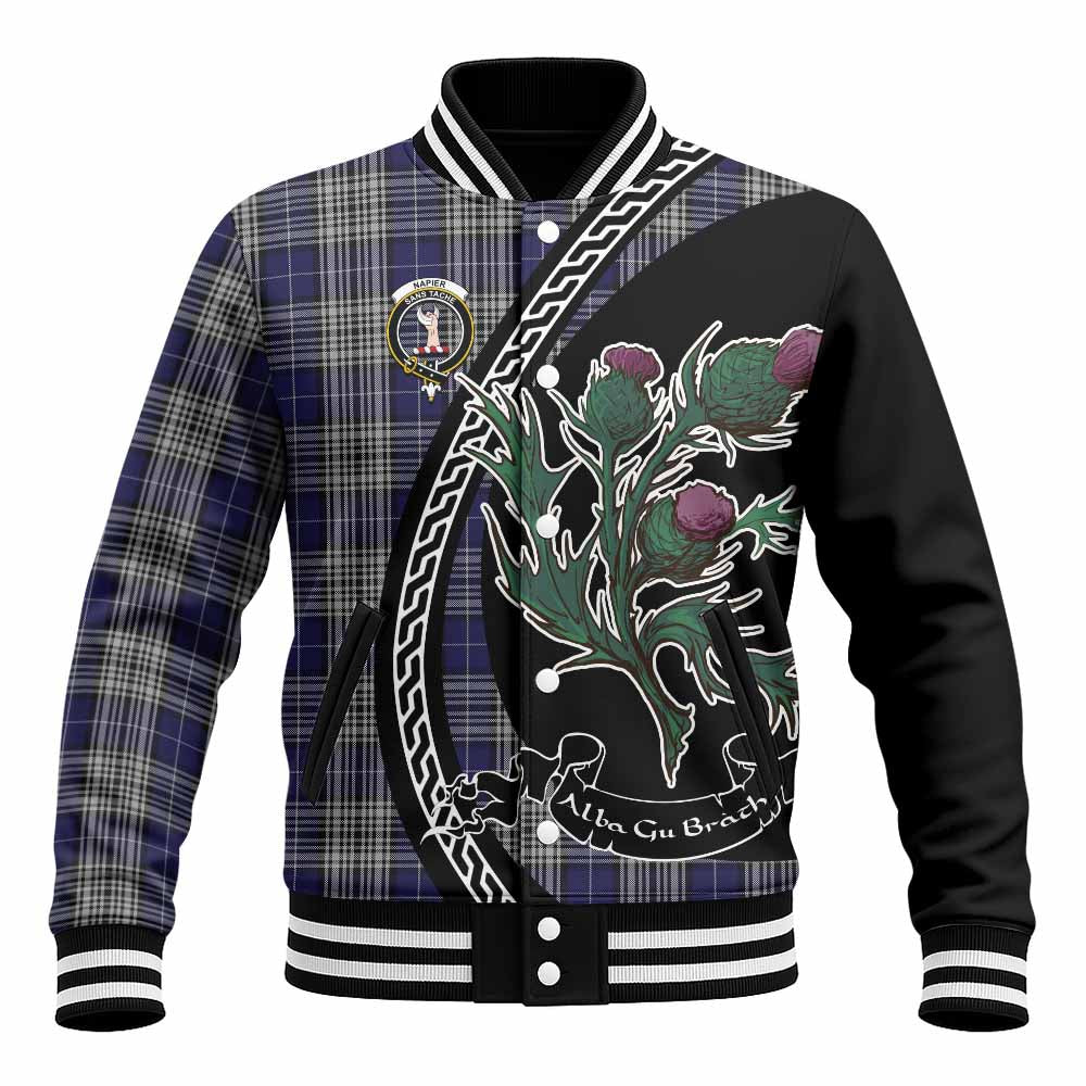 Napier Family Crest Tartan Baseball Jacket Alba Thistle Inspired - Tartan Vibes Clothing