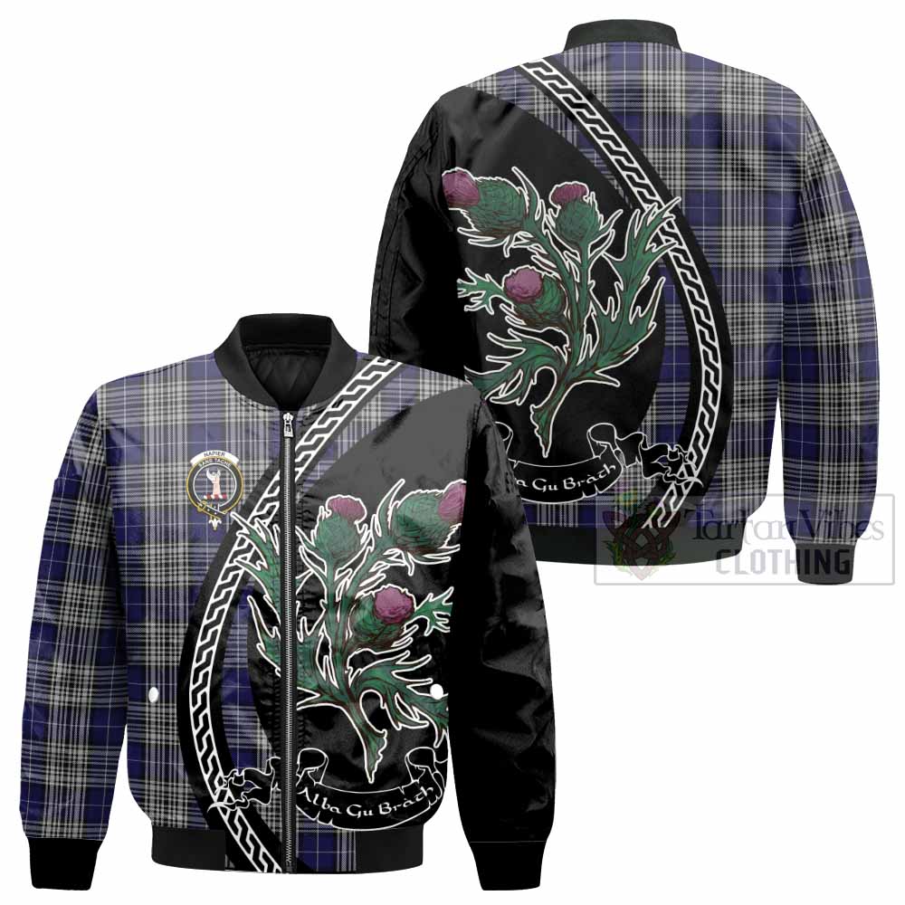 Napier Family Crest Tartan Bomber Jacket Alba Thistle Inspired - Tartan Vibes Clothing