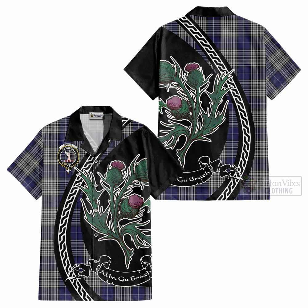 Napier Family Crest Tartan Cotton Hawaiian Shirt Alba Thistle Inspired - Tartan Vibes Clothing