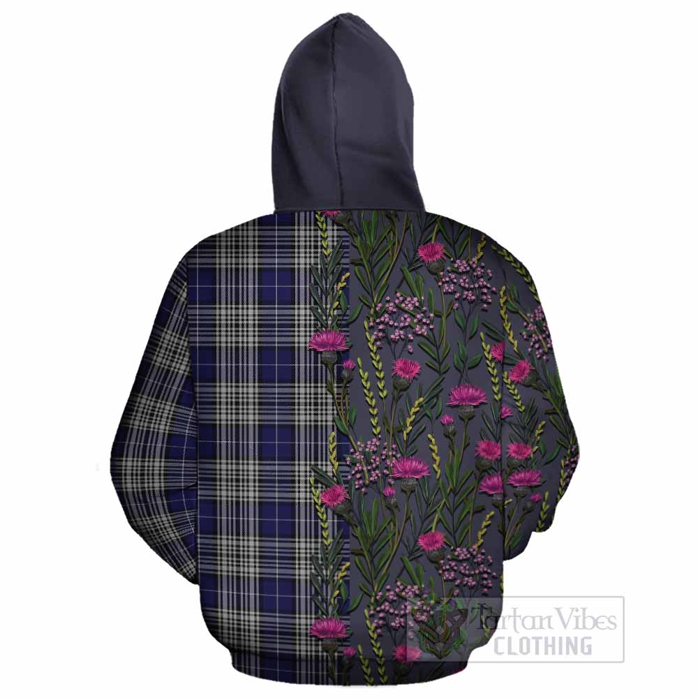 Napier Family Crest Tartan Cotton Hoodie Scottish Thistle Flower Pattern Half Style - Tartan Vibes Clothing