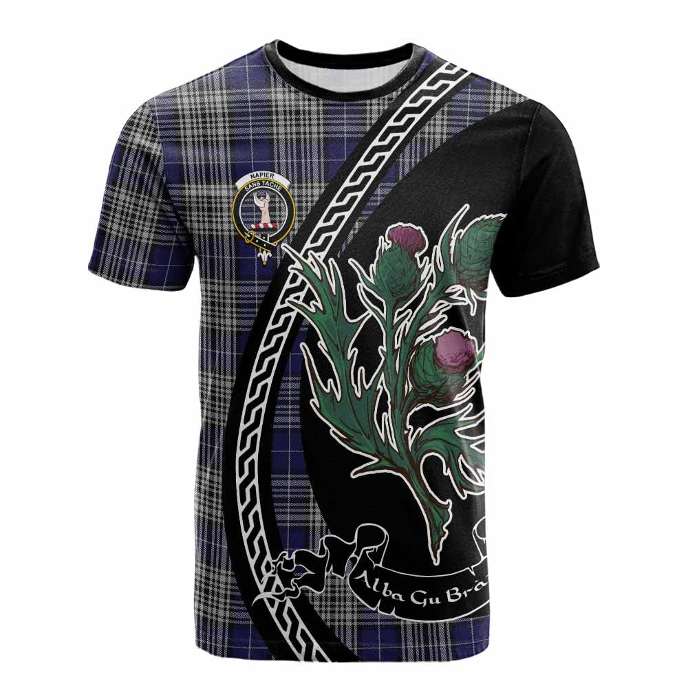Napier Family Crest Tartan Cotton T-shirt Alba Thistle Inspired - Tartan Vibes Clothing