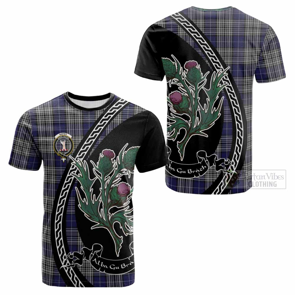 Napier Family Crest Tartan Cotton T-shirt Alba Thistle Inspired - Tartan Vibes Clothing