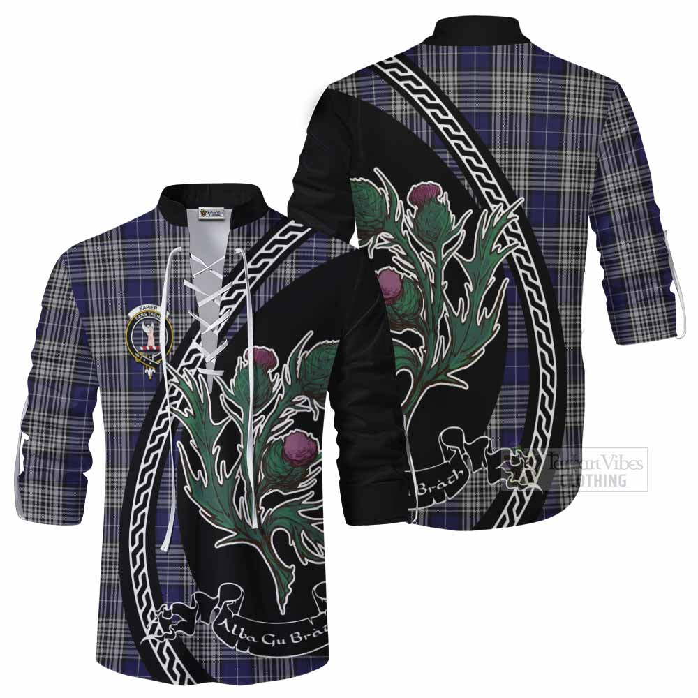 Napier Family Crest Tartan Ghillie Shirt Alba Thistle Inspired - Tartan Vibes Clothing
