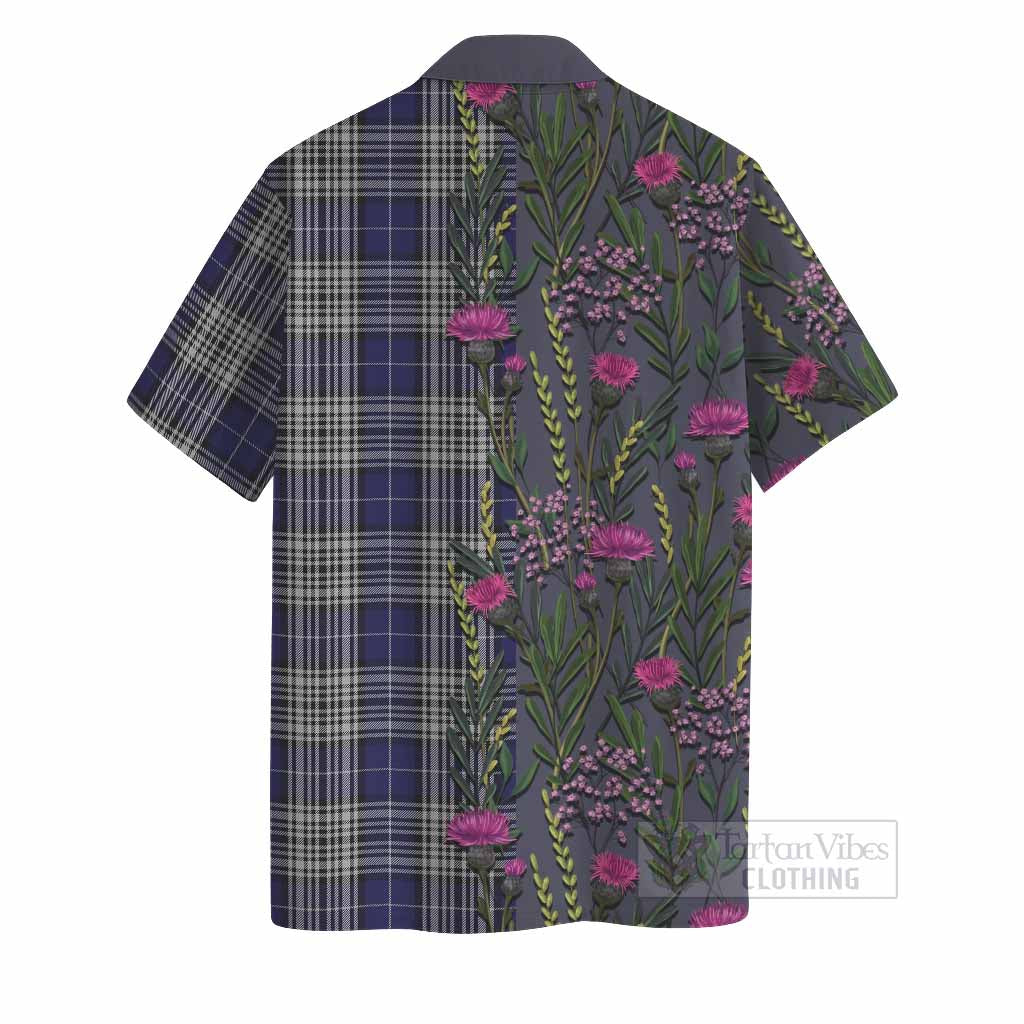 Napier Family Crest Tartan Hawaiian Shirt Scottish Thistle Flower Pattern Half Style - Tartan Vibes Clothing