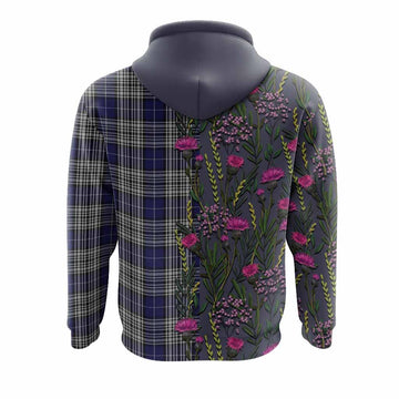 Napier Family Crest Tartan Hoodie Scottish Thistle Flower Pattern Half Style