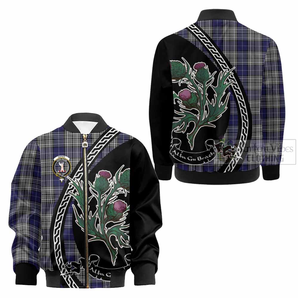 Napier Family Crest Tartan Kid Bomber Jacket Alba Thistle Inspired - Tartan Vibes Clothing