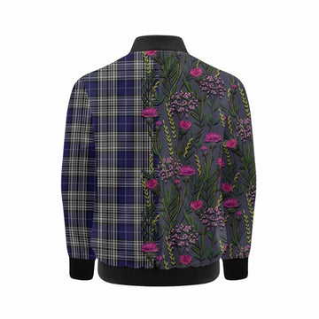 Napier Family Crest Tartan Kid Bomber Jacket Scottish Thistle Flower Pattern Half Style - Tartan Vibes Clothing